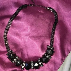 Edgy Black and Silver Metal Necklace